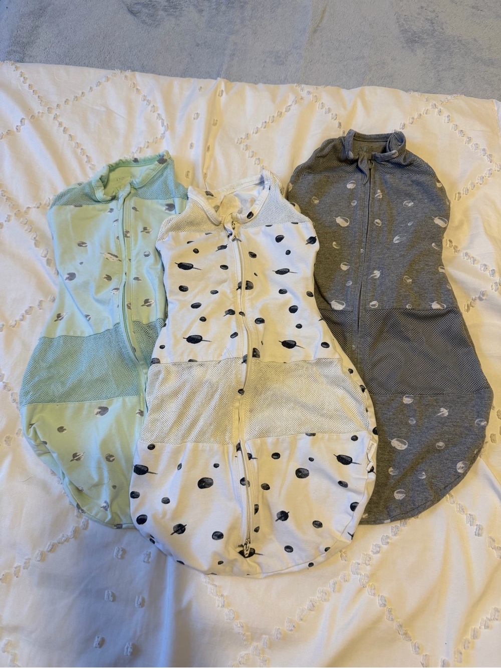 Cozy Baby Sleep Sack Swaddle - White with Black Dot Print